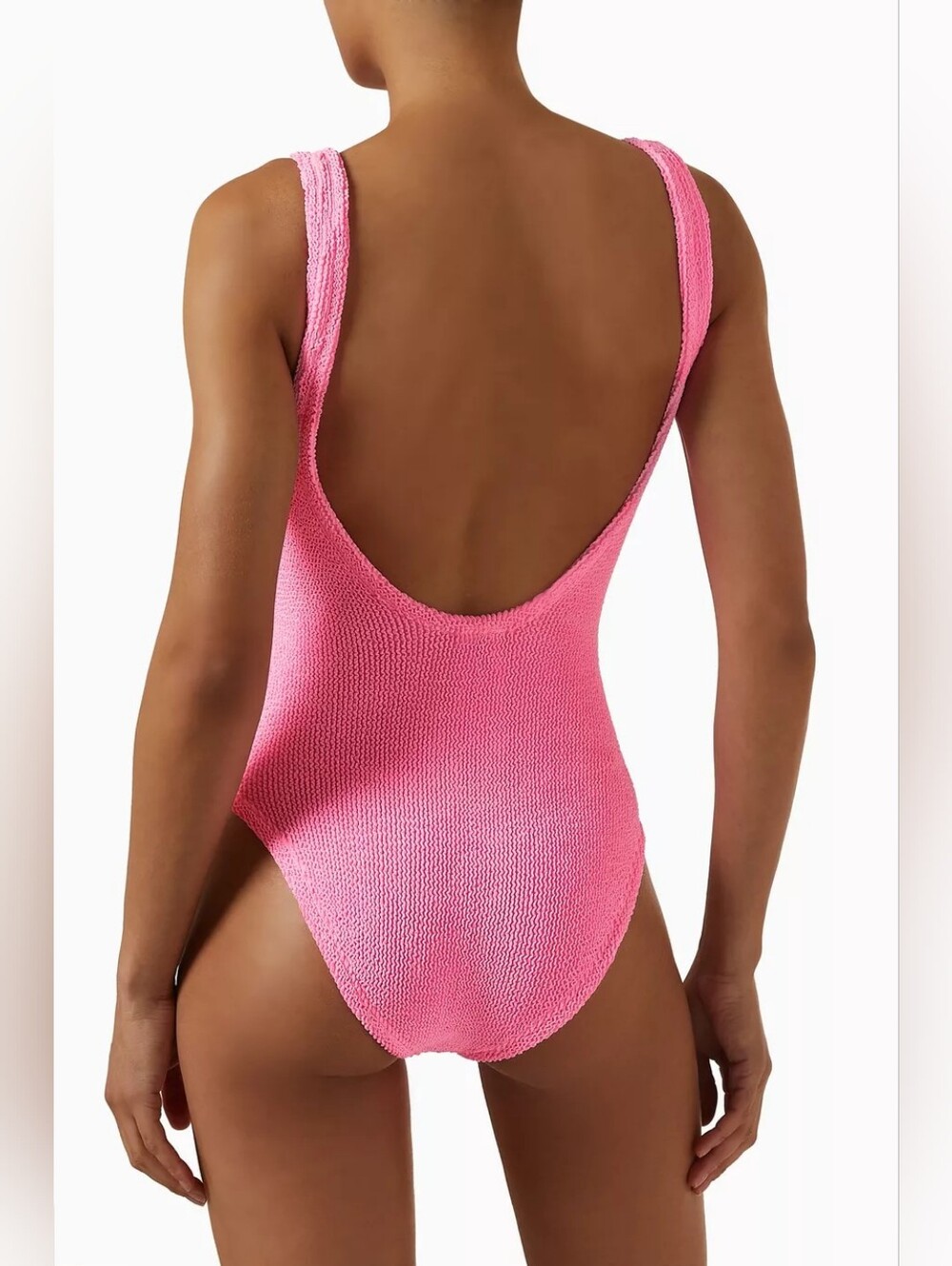 HUNZA G Crinkle Square Neck Bubblegum Swimsuit - Picture 6 of 16